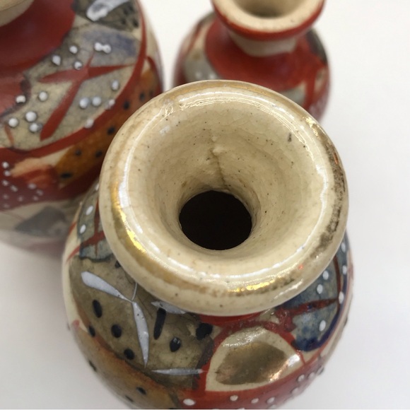 Mid-Century MINIATURE Moriage Ceramic Vases, Set of 3 - Picture 4 of 14